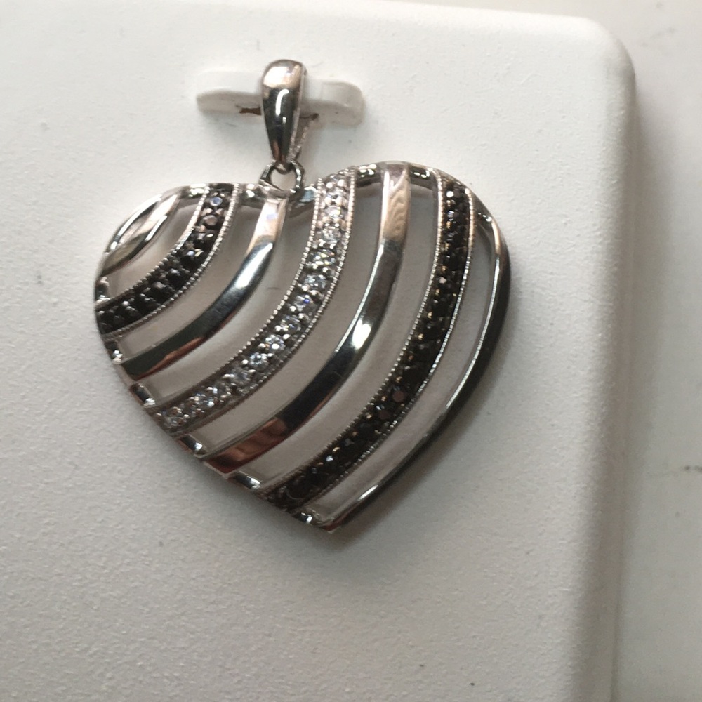 Heart Shape Pendant with Sapphires and CZ